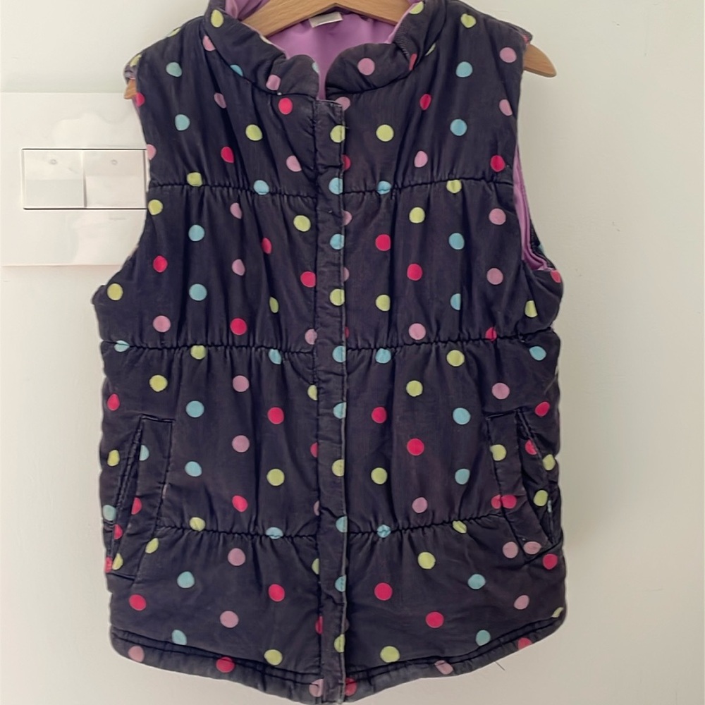 Carter’s kids corduroy puffer vest blue polka dot size 6